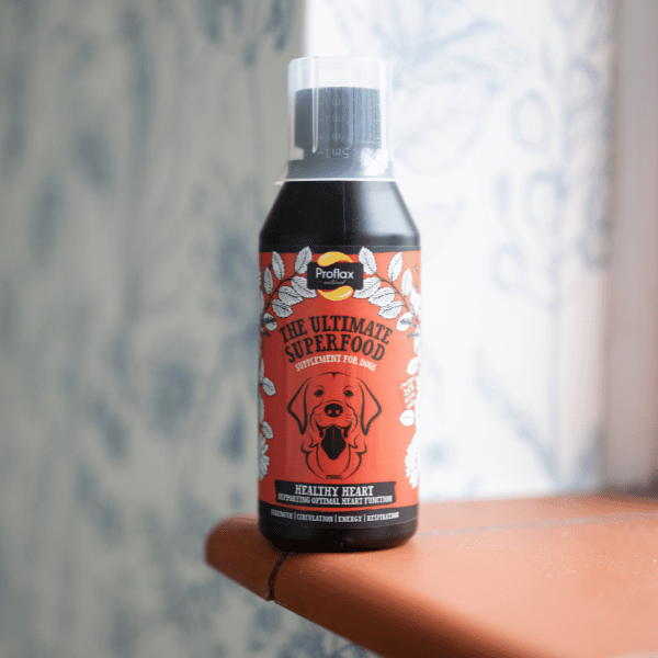 bottle of proflax healthy heart standing on a table