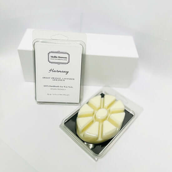 Mollie Brown's Pet Friendly Wax Melts, natural soy wax with sweet orange and lavender, safe for pets.
