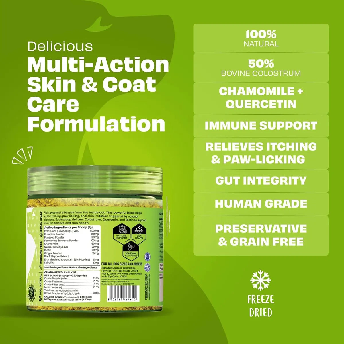 Allergy Relief Food Topper for Dogs with Quercetin and Colostrum