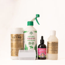 Collection of pet care products including a included in the Bye Bye fleas bundle