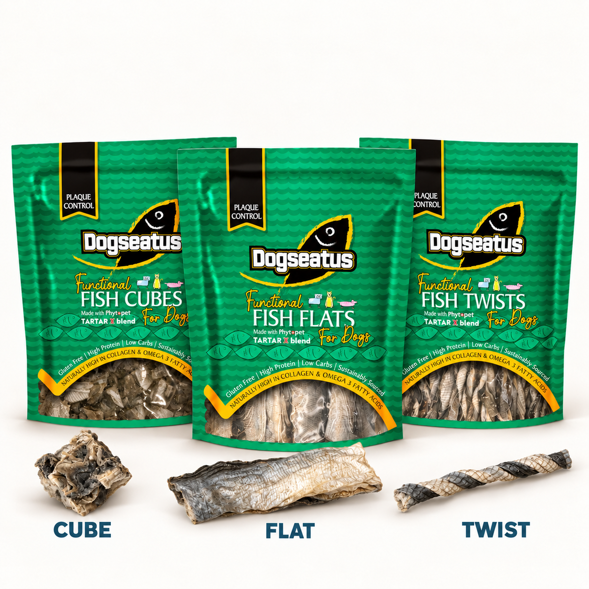 Dogseatus Dental Fish Skins – Twists, Cubes & Flats