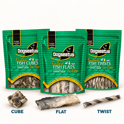 Dogseatus Dental Fish Skins – Twists, Cubes & Flats