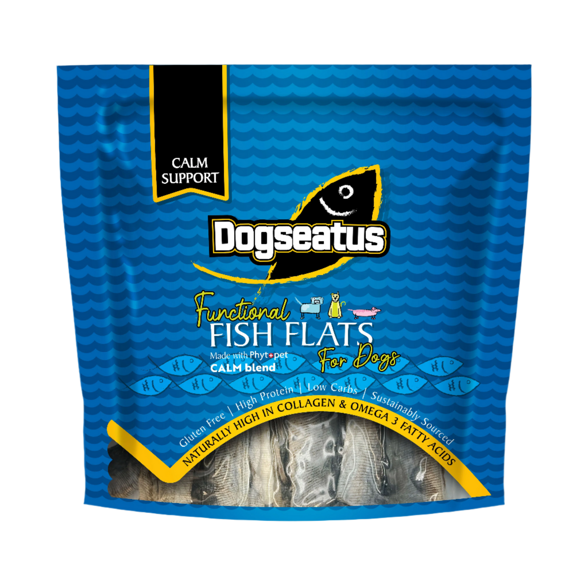 Packet of calming dogseatus fish skin flats