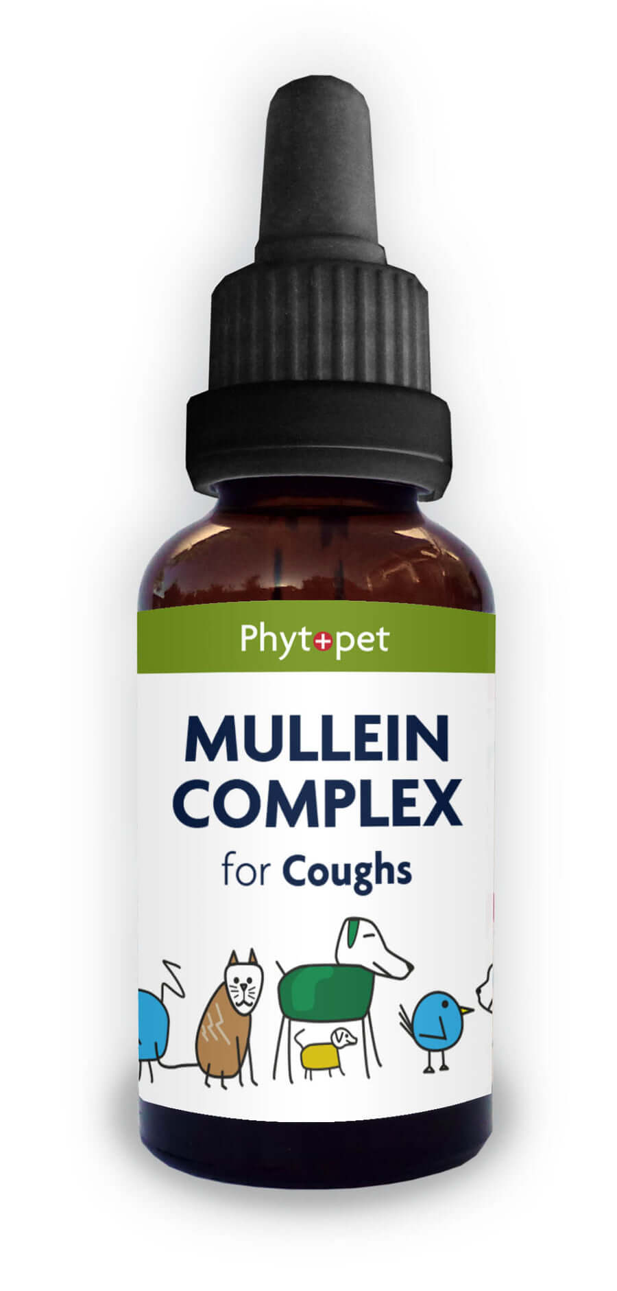 Mullein Complex for Dogs bottle with Phytopet label, designed to relieve respiratory issues, coughs, and colds in pets.