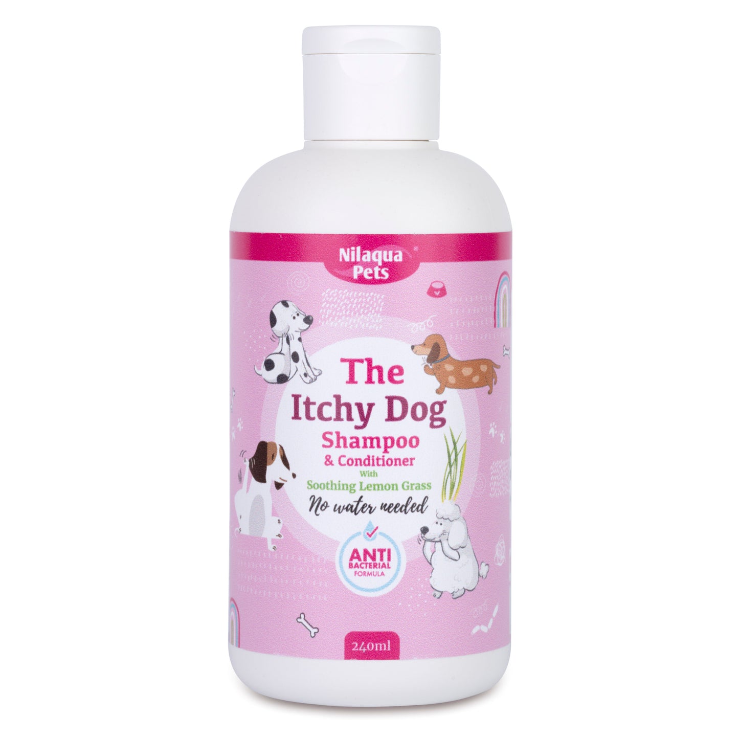 Nilaqua No Rinse Dog Shampoo and Conditioner for Itchy Skin | Antibacterial Care