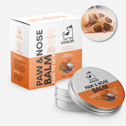 Paw and nose balm on white background