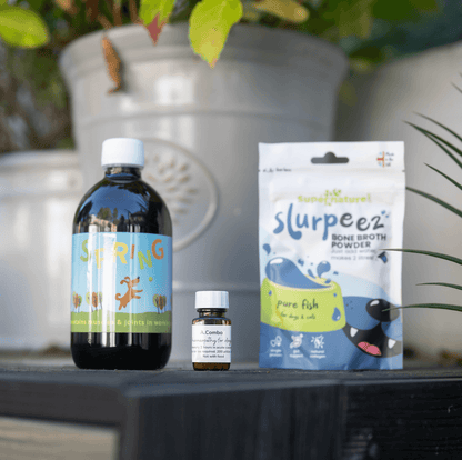 Joint Support Bundle featuring Spring Joint Support, A.Combo Homeopathy, and Slurpeez Bone Broth Powder.