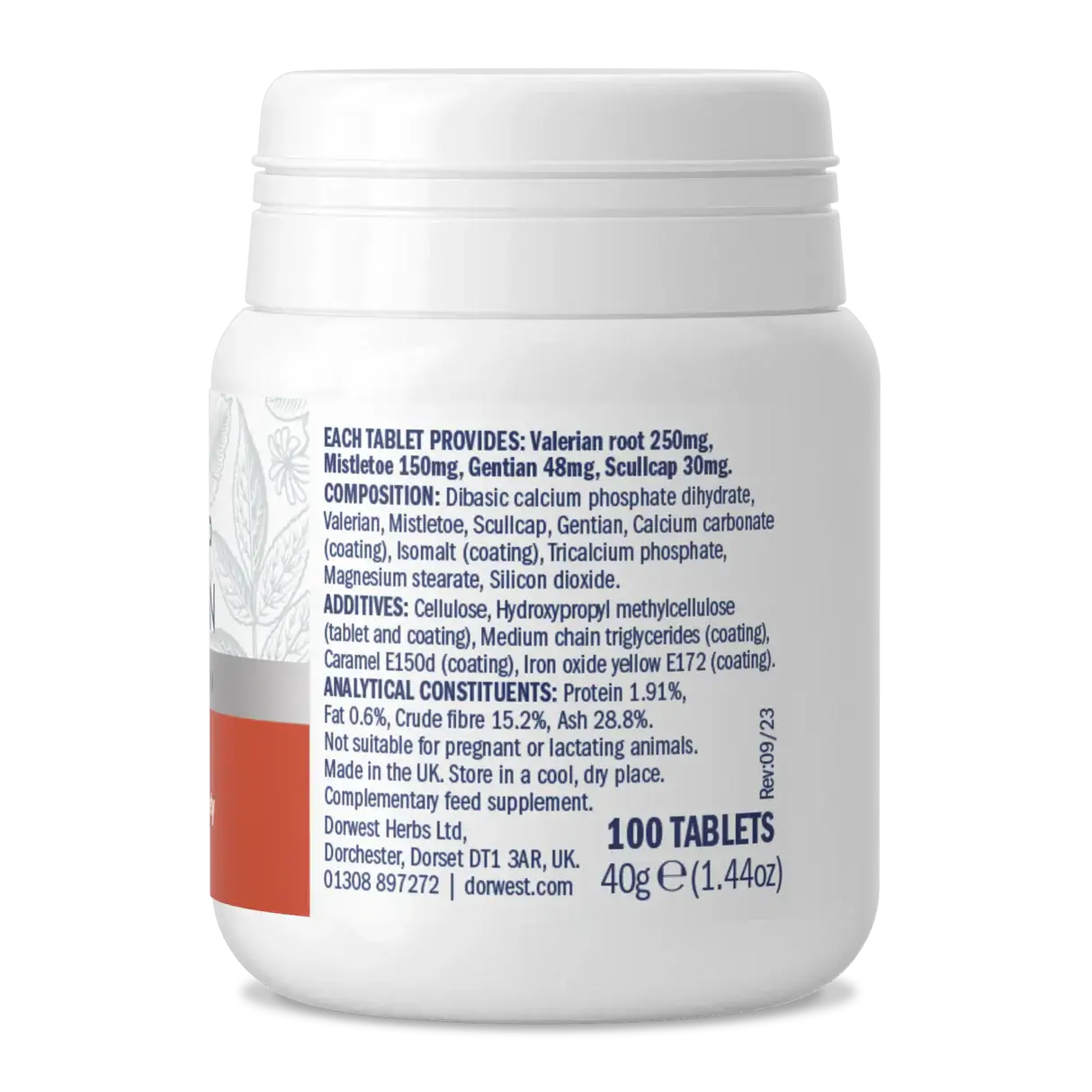 Dorwest Scullcap & Valerian Tablets for Dogs and Cats – Natural Calming & Anxiety Support