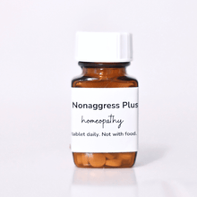 Nonaggress Plus homeopathy for dogs aggressive to other dogs, supportive treatment in a brown bottle.