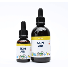 "Skin Aid Skin and Coat Supplement bottles for dogs, botanical liquid tincture"