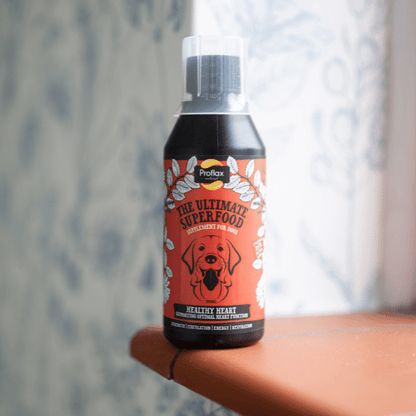 bottle of proflax healthy heart standing on a table