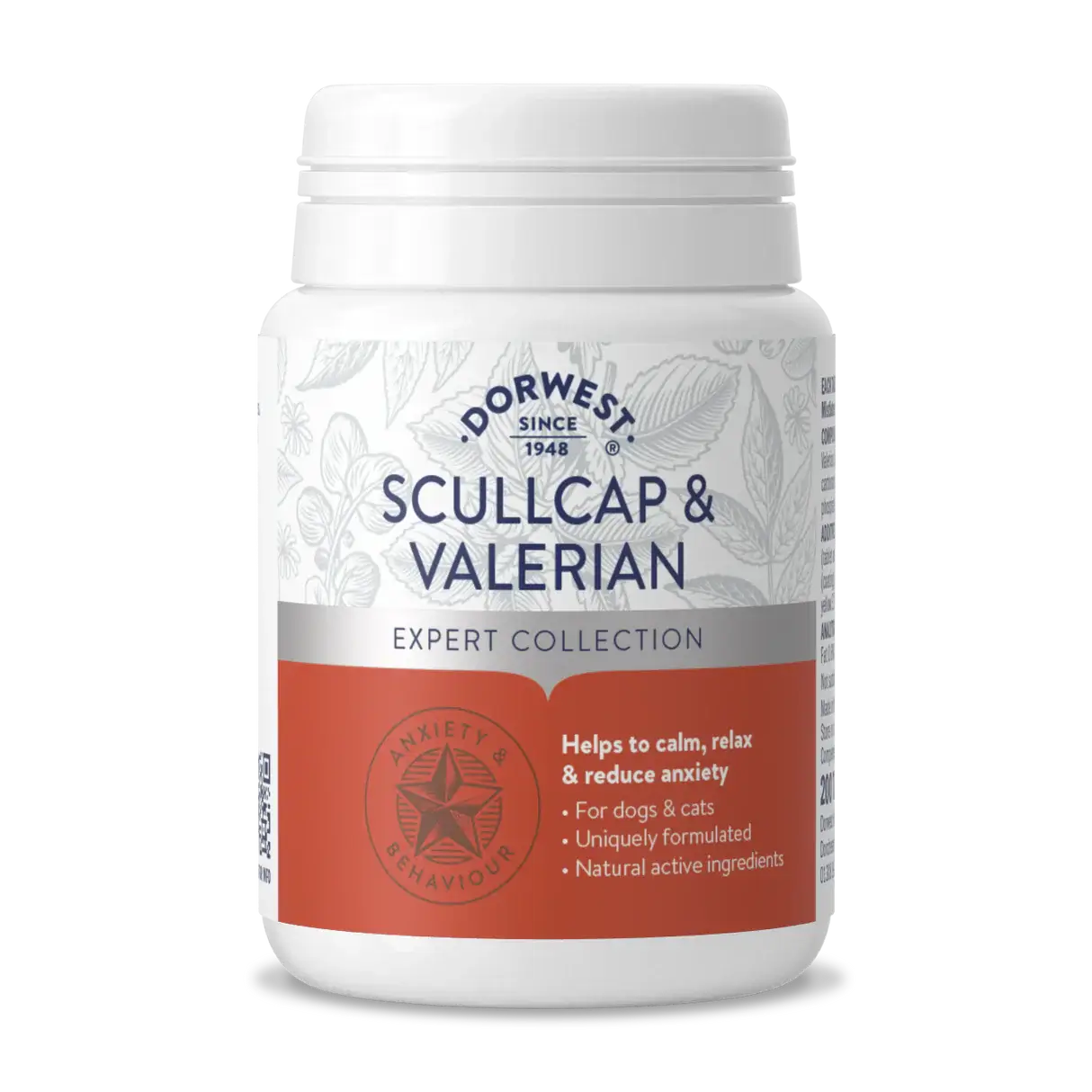 Dorwest Scullcap & Valerian Tablets for Dogs and Cats – Natural Calming & Anxiety Support