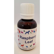 Raspberry Leaf Herbal Supplement 30ml bottle with colorful animal design.